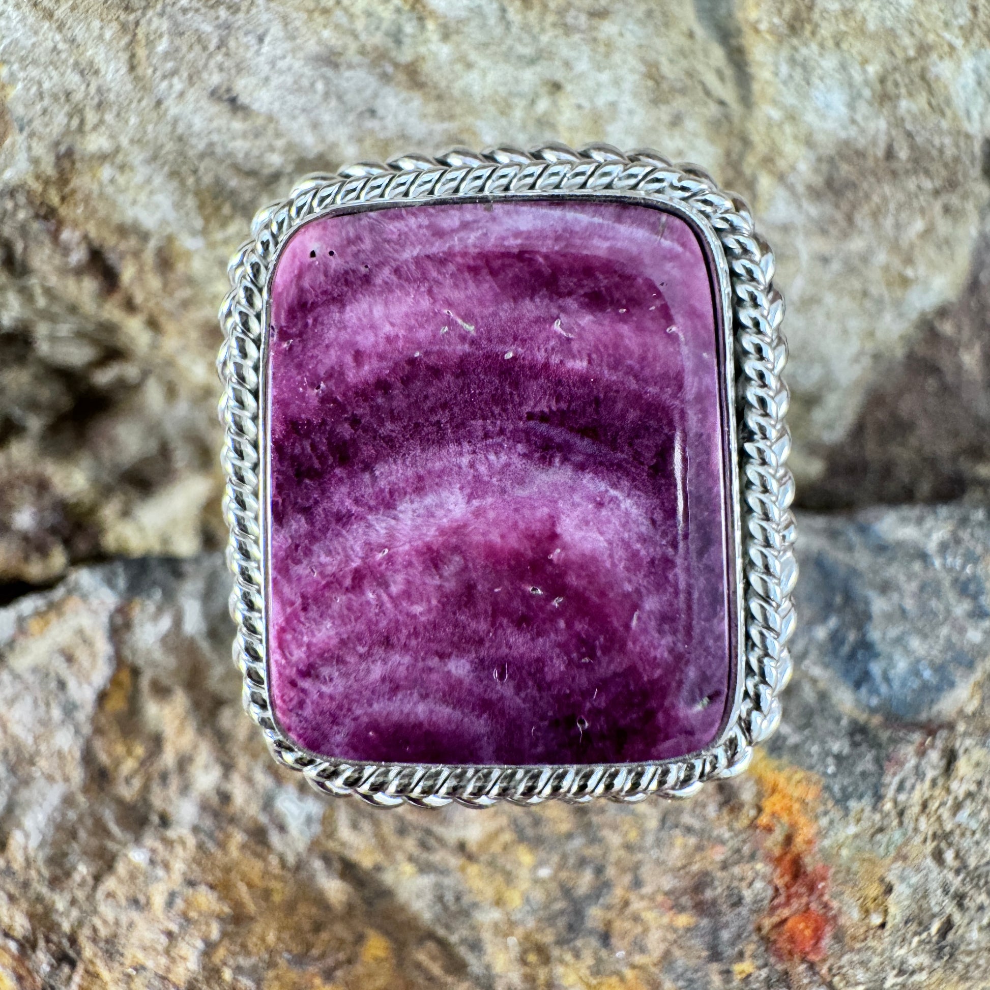 Purple Spiny Oyster Sterling Silver Ring by Artie Yellowhorse Size 6