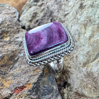 Purple Spiny Oyster Sterling Silver Ring by Artie Yellowhorse Size 6