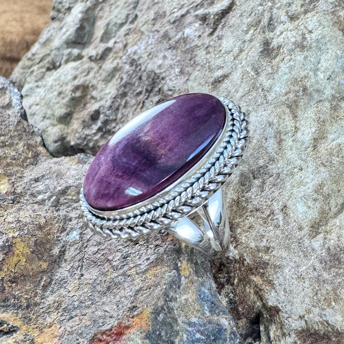 Purple Spiny Oyster Sterling Silver Ring by Artie Yellowhorse Size 6 1/4