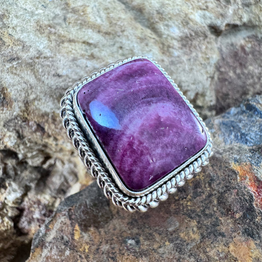 Purple Spiny Oyster Sterling Silver Ring by Artie Yellowhorse Size 6