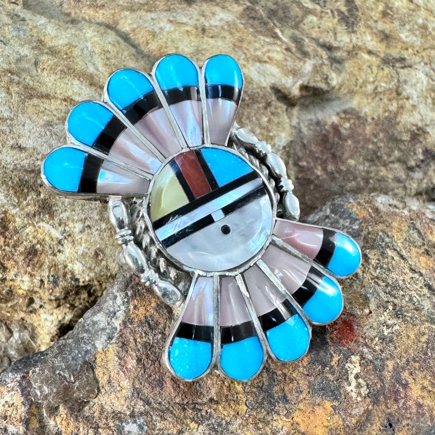 Zuni Sunface Ring by Verdel Nehi - Size 6