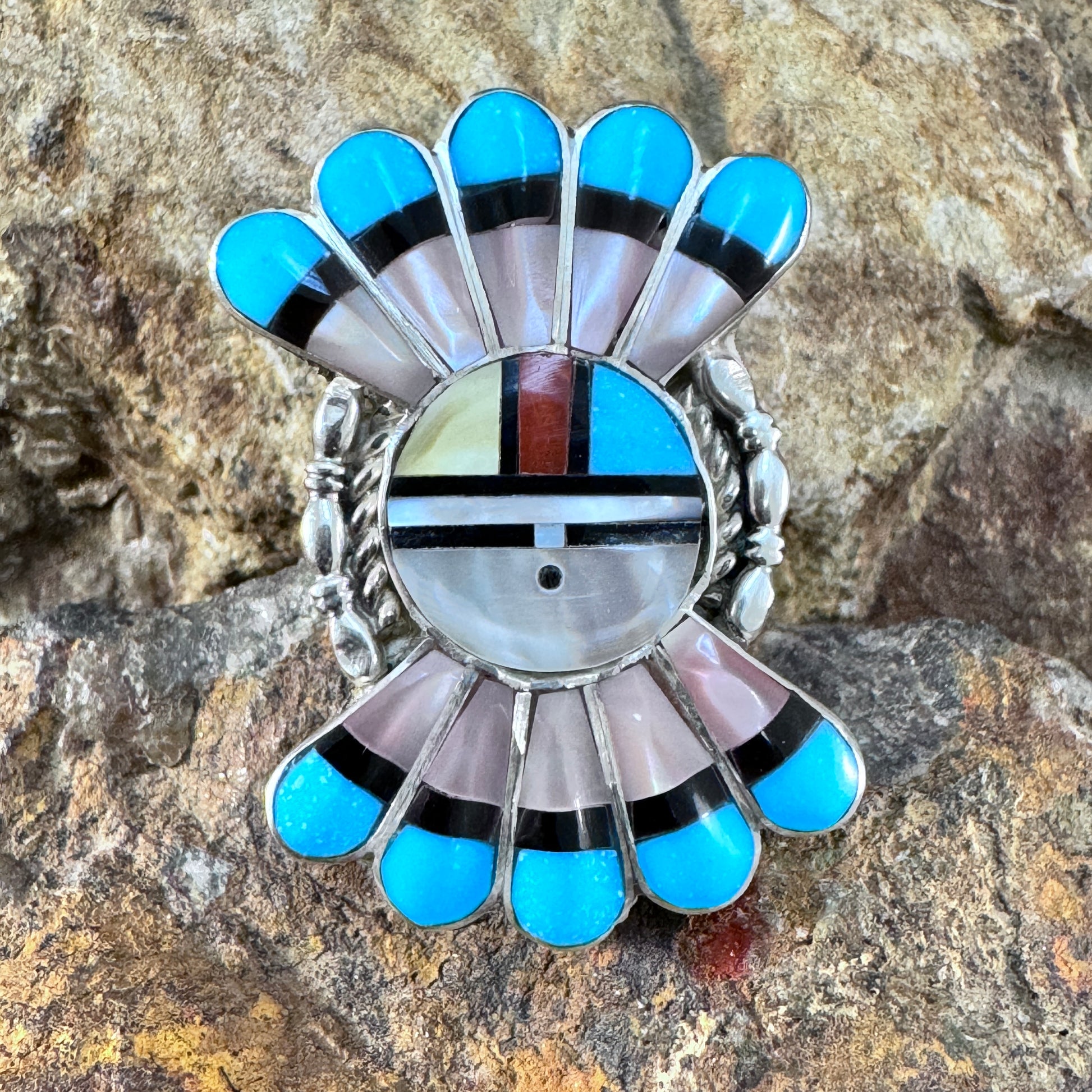 Zuni Sunface Ring by Verdel Nehi - Size 6