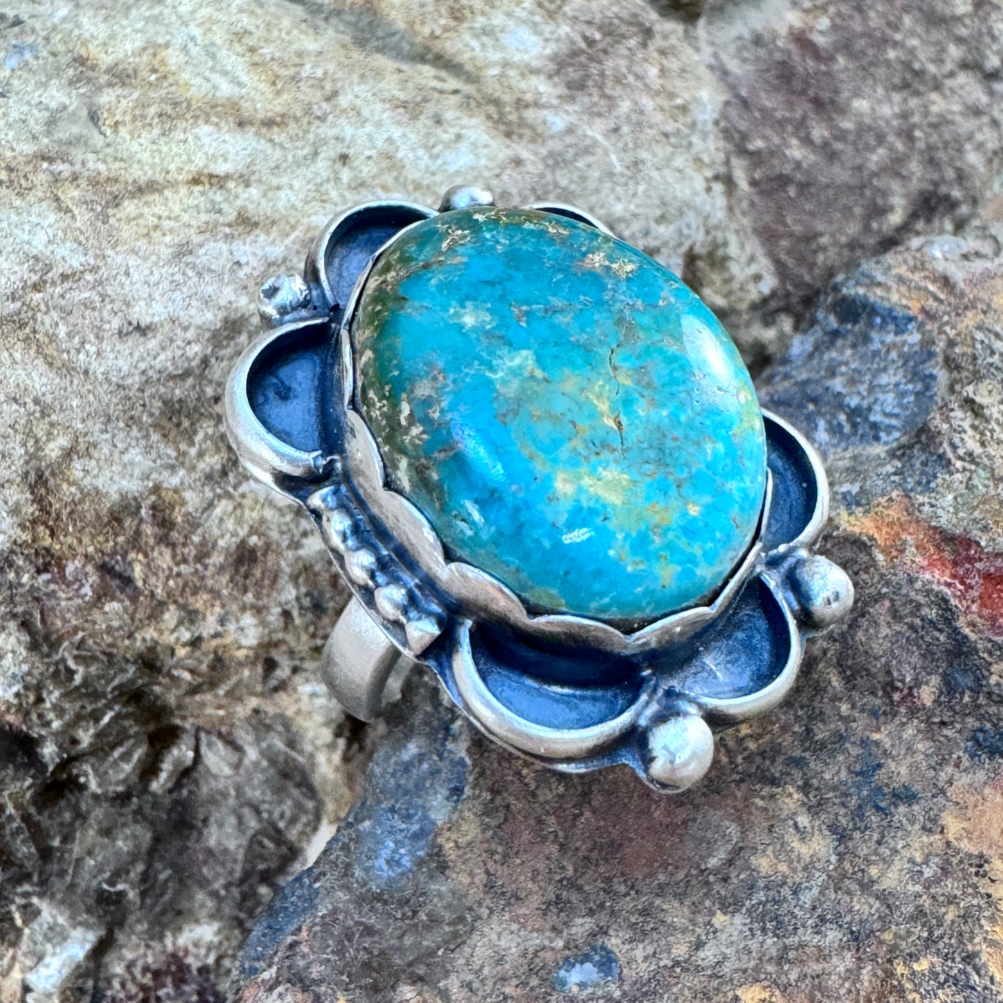 Royston Turquoise Ring  - Size 7 1/2 Adj