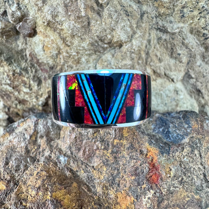 David Rosales Red Moon Inlaid Sterling Silver Ring