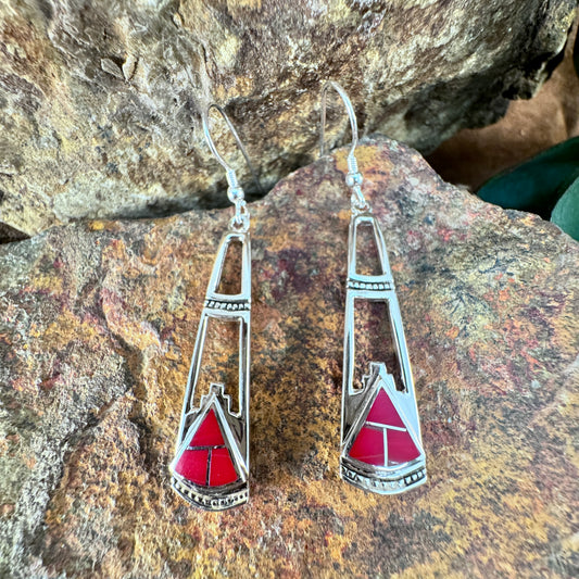 David Rosales Rosarita Inlaid Sterling Silver Earrings