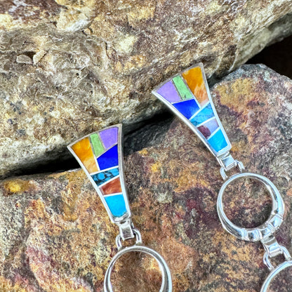 David Rosales Indian Summer Inlaid Sterling Silver Earrings Hoops