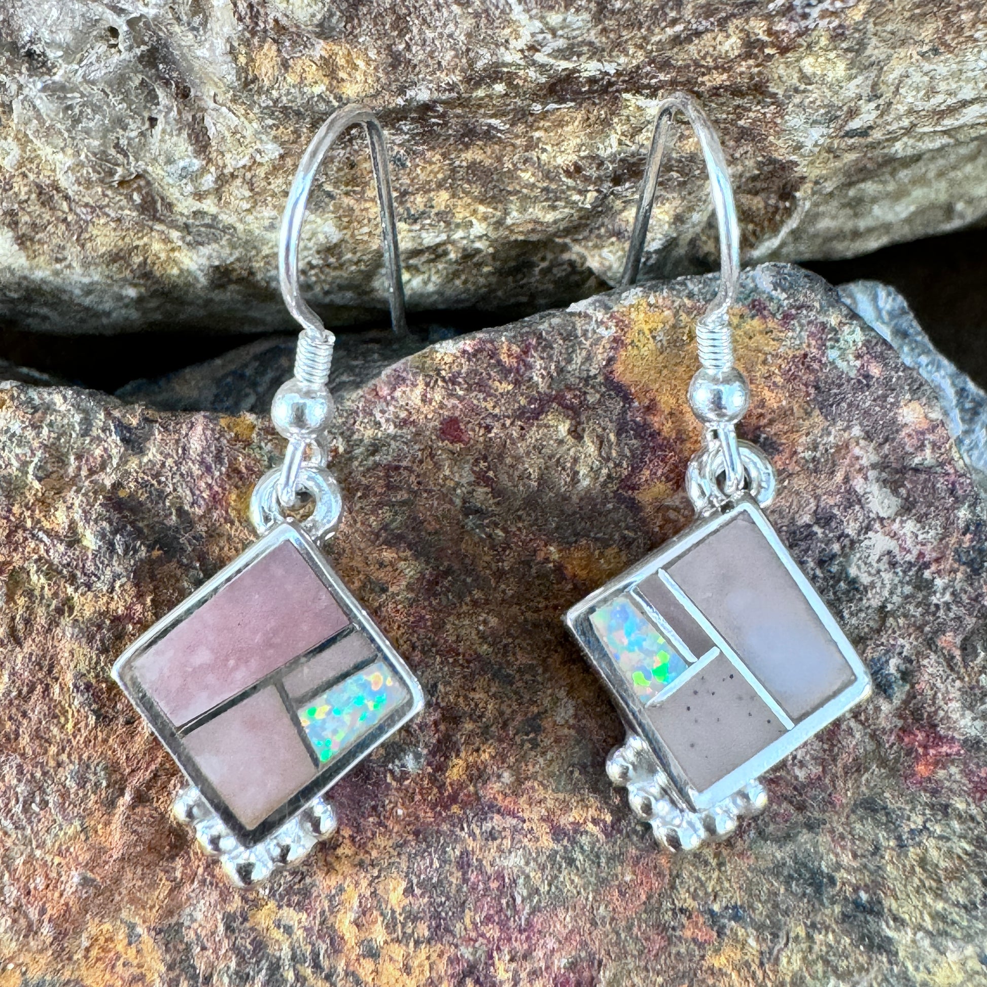 David Rosales Make Me Blush Inlaid Sterling Silver Earrings