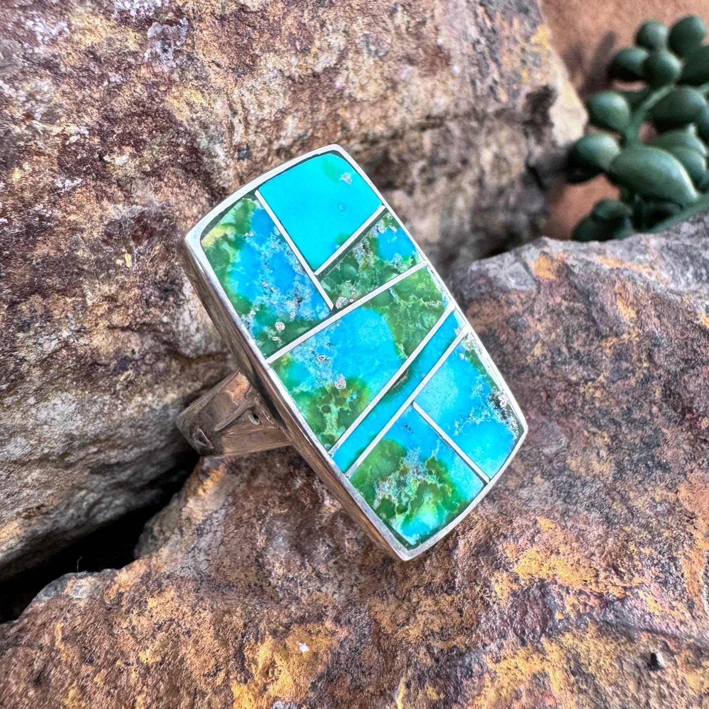 David Rosales Sonoran Gold Inlaid Sterling Silver Ring