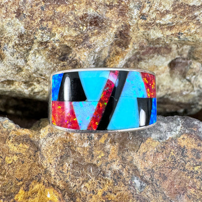 David Rosales Red Moon Inlaid Sterling Silver Ring