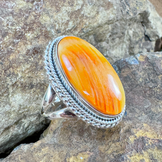 Spiny Oyster Sterling Silver Ring by Artie Yellowhorse