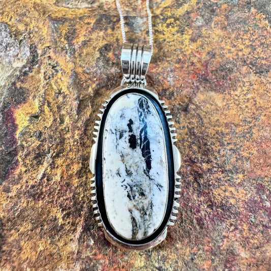 White Buffalo Sterling Silver Pendant by Wil Denetdale