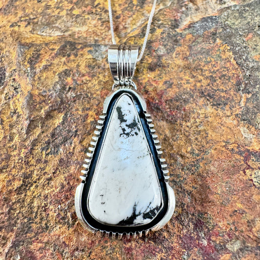 White Buffalo Sterling Silver Pendant by Wil Denetdale