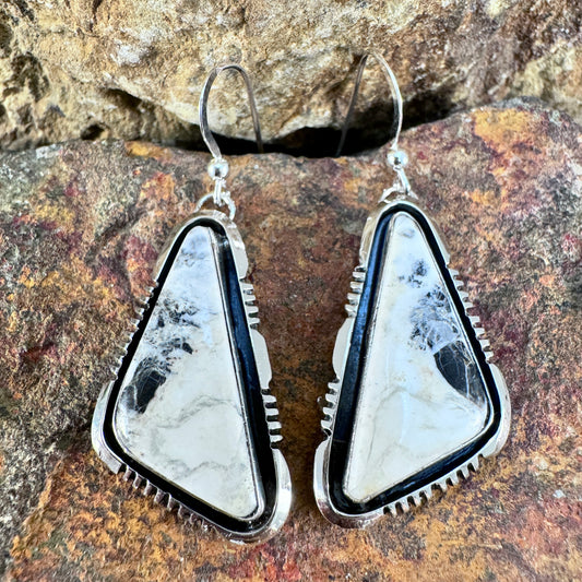 White Buffalo Sterling Silver Earrings by Wil Denetdale