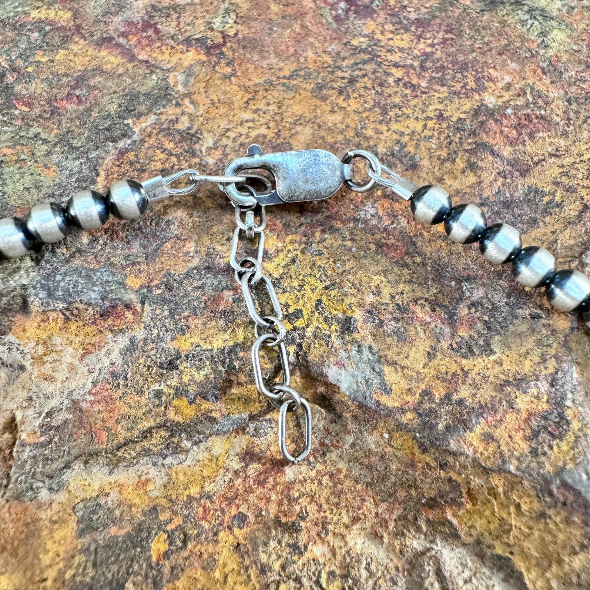 Sterling Silver Beaded Necklace with Orange Spiny Oyster Tassel