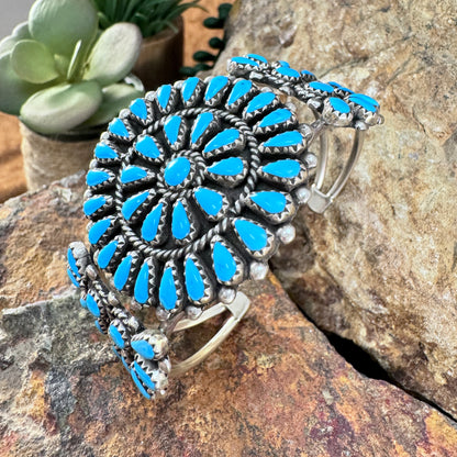 Zuni Cluster Turquoise and Sterling Silver Cuff Bracelet by George Gasper