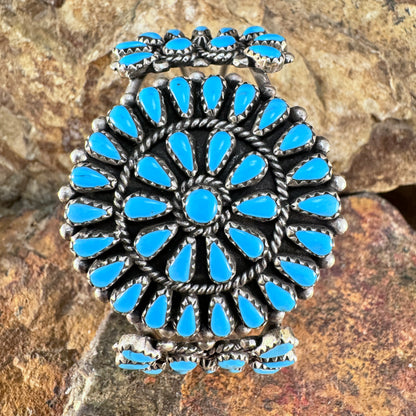 Zuni Cluster Turquoise and Sterling Silver Cuff Bracelet by George Gasper