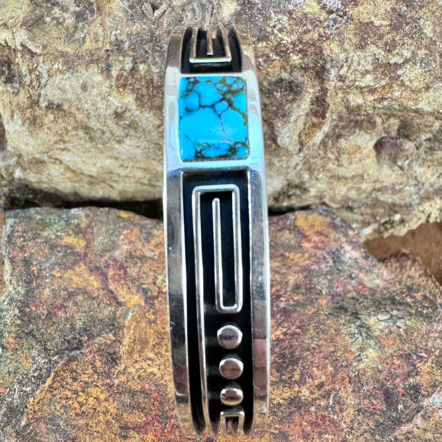 Sterling Silver Kingman Web Inlay Cuff Bracelet by Albert Nells