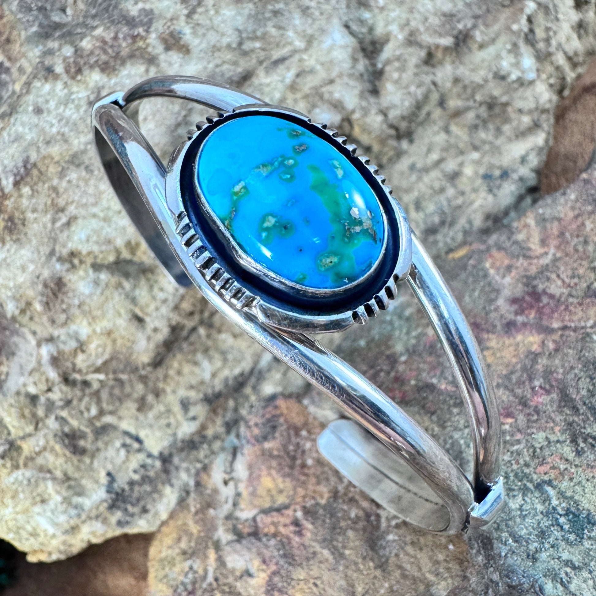 Sonoran Gold Turquoise Sterling Silver Bracelet by Will Denetdale