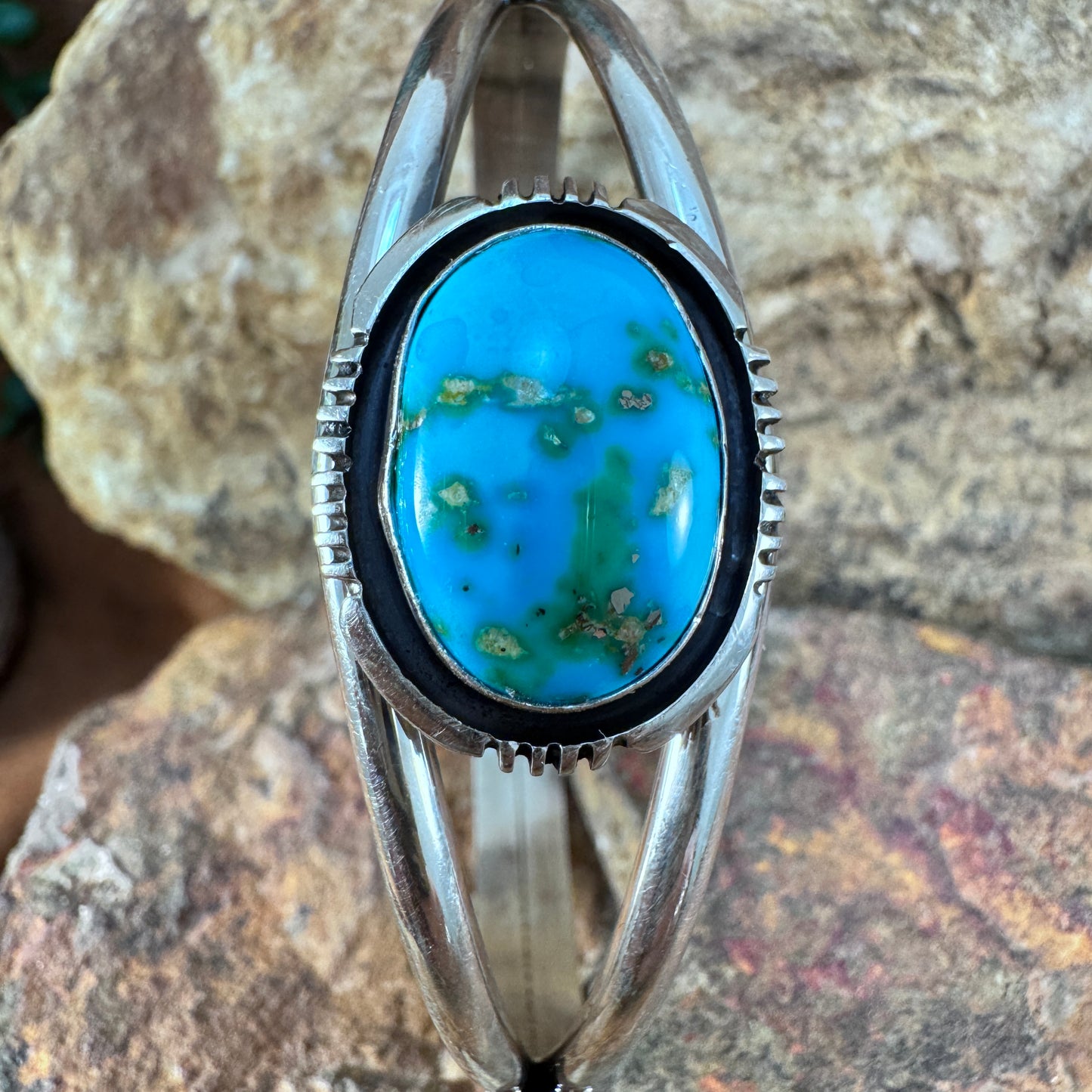 Sonoran Gold Turquoise Sterling Silver Bracelet by Will Denetdale