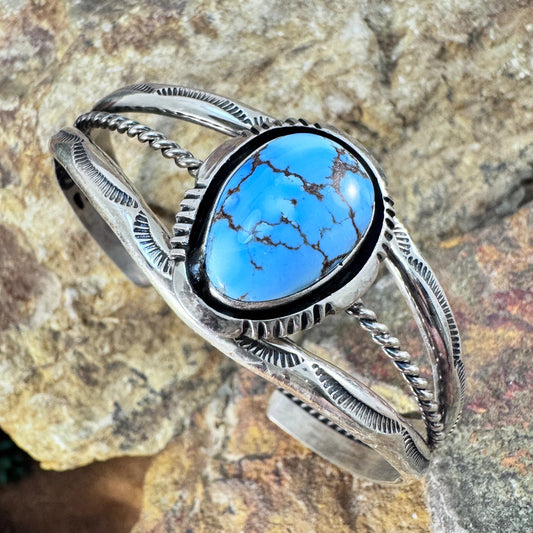 Golden Hill Turquoise Sterling Silver Bracelet by Will Denetdale 