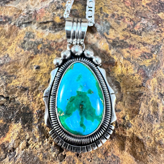 Sonoran Gold Turquoise Sterling Silver Pendant by Wil Denetdale