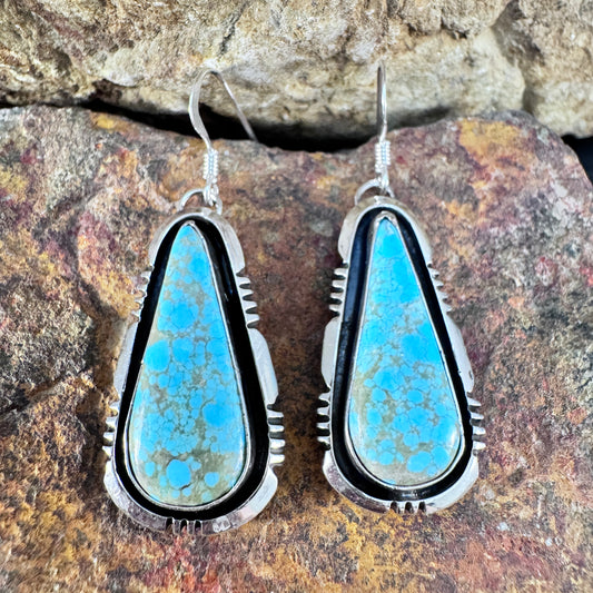 Number 8 Turquoise Sterling Silver Earrings by Wil Denetdale