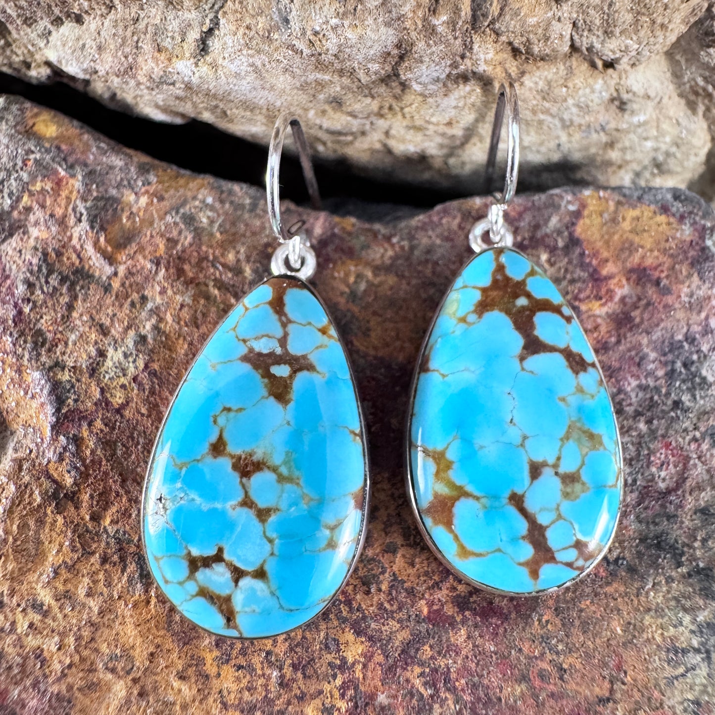 Number 8 Turquoise Sterling Silver Earrings by Elsie Armstrong