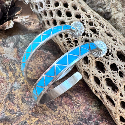 Kingman Turquoise Inlay Hoop Earrings by Claudia Gasper