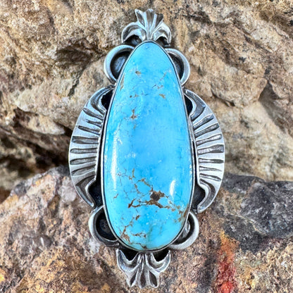 Cripple Creek Turquoise Sterling Silver Ring by Mary Tso