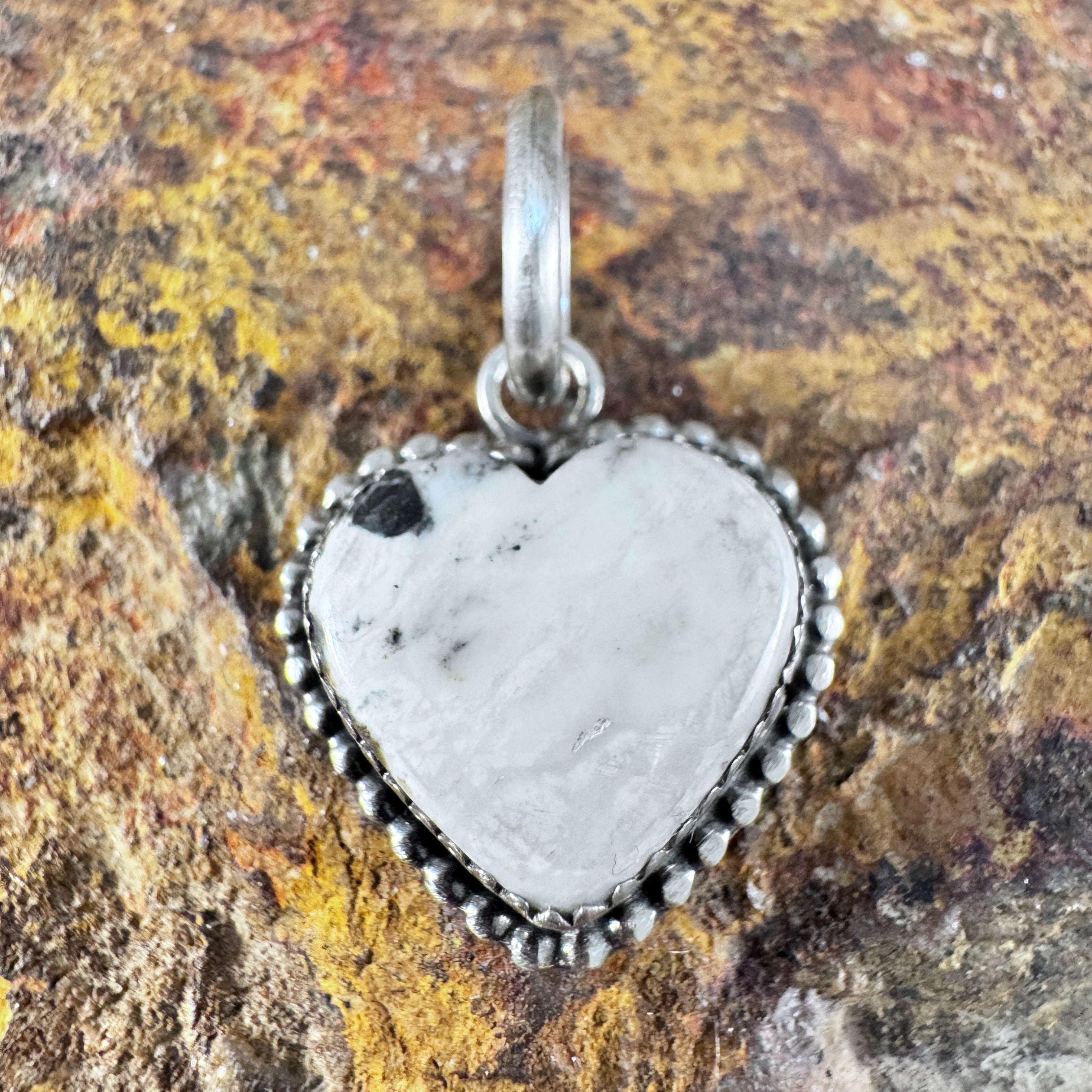 Native American Sterling Silver Double Heart White Buffalo Pendant deals For Women #2