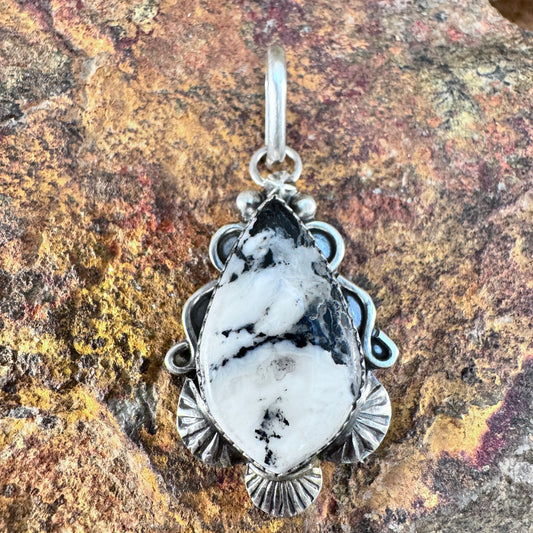 White Buffalo Sterling Silver Pendant by Mary Tso