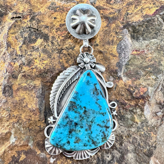 Ithaca Peak Turquoise Sterling Silver Pendant by Mary Tso