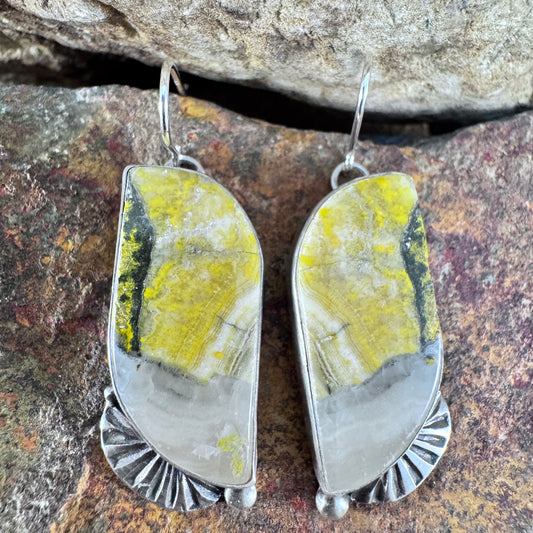 Bumble Bee Jasper Sterling Silver Earrings by Mary Tso