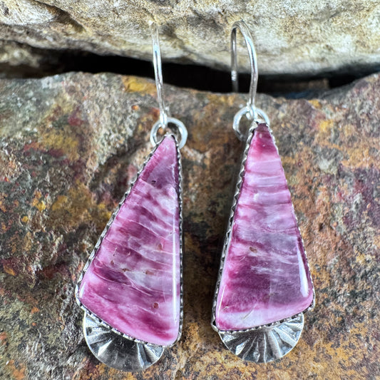 Purple Spiny Oyster Sterling Silver Earrings by Mary Tso