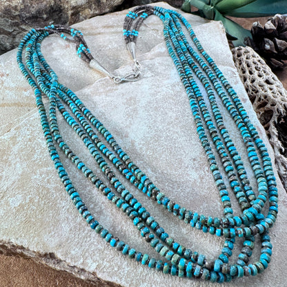 Sonoran Gold Turquoise Heishi 5-Strand Necklace - Estate