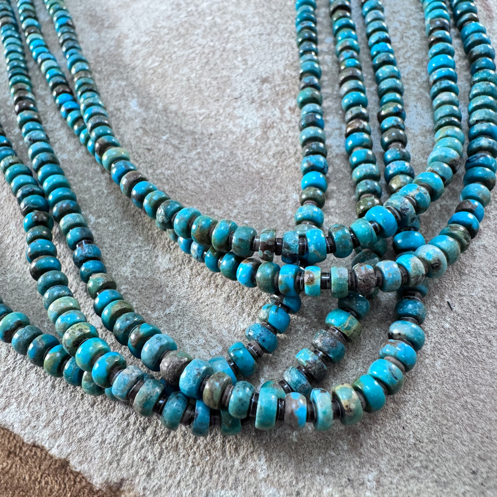 Sonoran Gold Turquoise Heishi 5-Strand Necklace - Estate