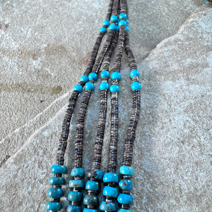 Sonoran Gold Turquoise Heishi 5-Strand Necklace - Estate