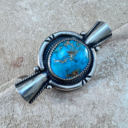 Vintage Sterling Silver Pin with Kingman Turquoise - Estate