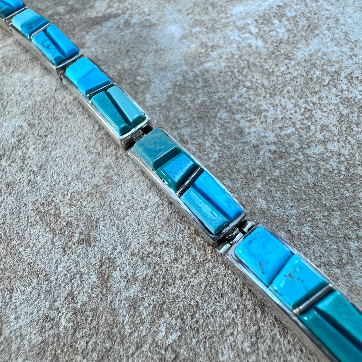 Sonoran Gold Turquoise Cobble Inlay Link Bracelet by David Rosales - Estate