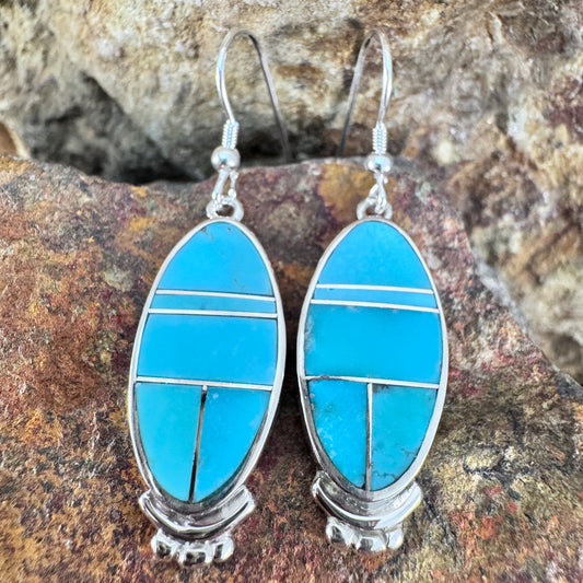 David Rosales Arizona Blue Inlaid Sterling Silver Earrings