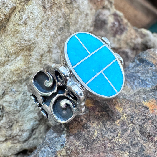 Sterling Silver Country Arizona Blue Ring by David Rosales 