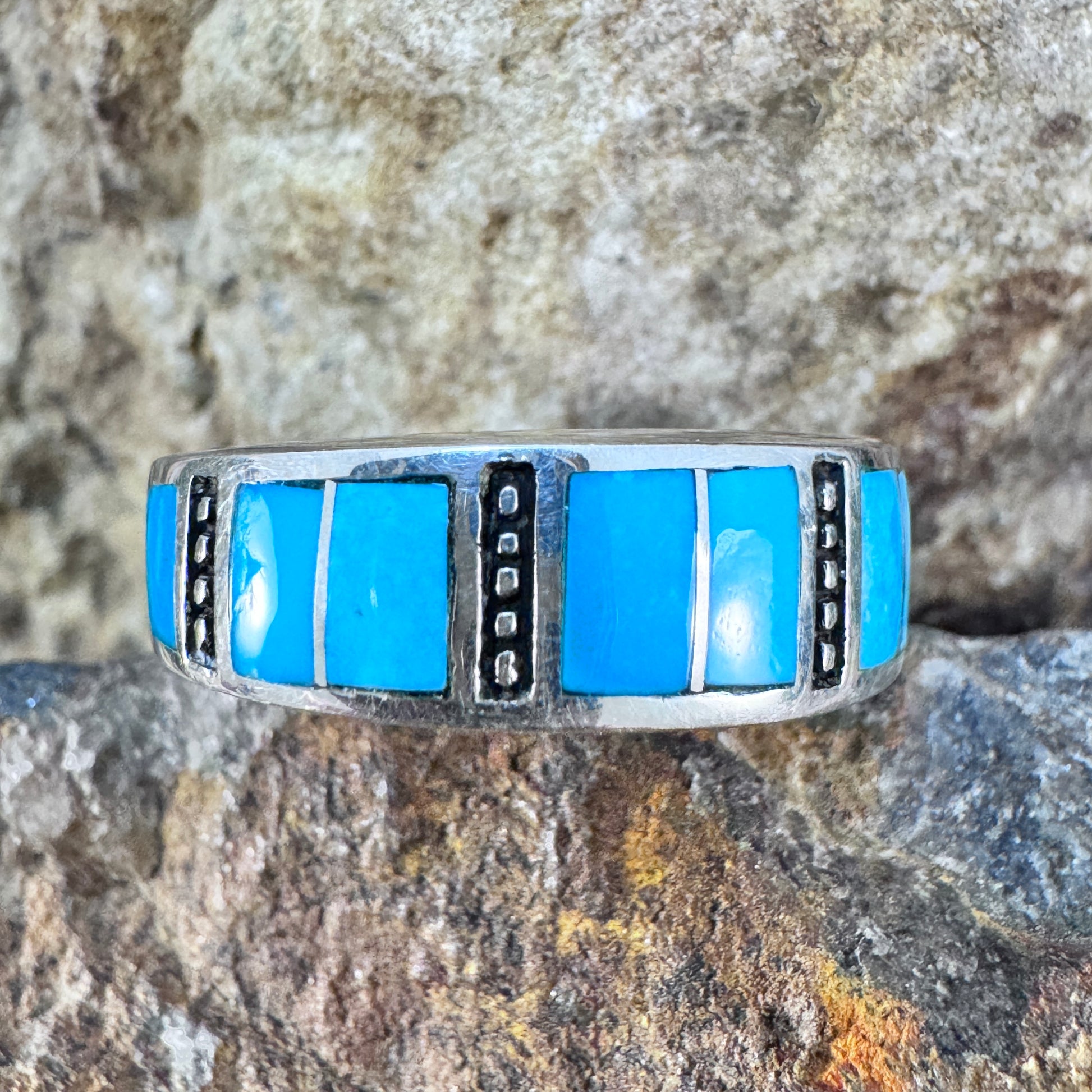 David Rosales Arizona Blue Inlaid Sterling Silver Ring