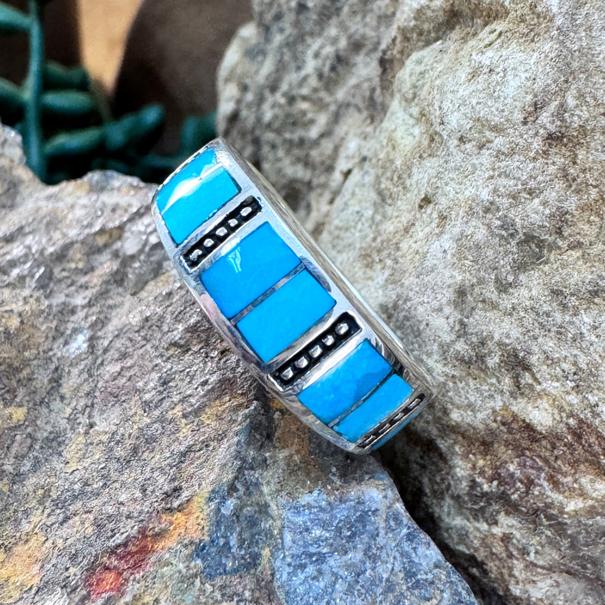 David Rosales Arizona Blue Inlaid Sterling Silver Ring