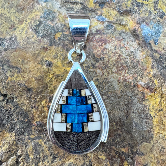 David Rosales Ironwood Inlaid Sterling Silver Pendant