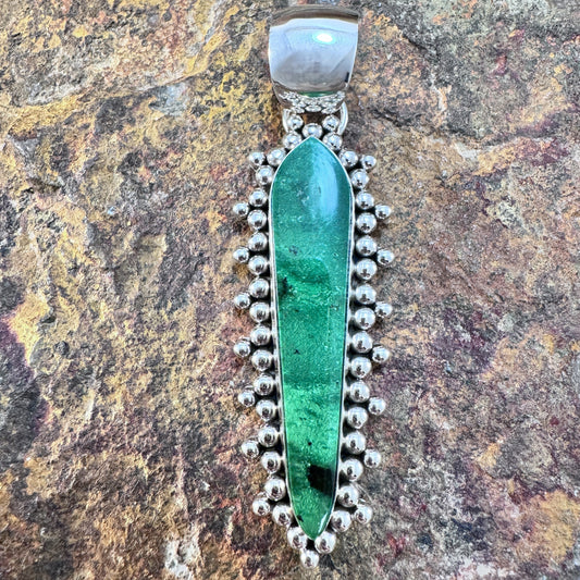 Green Garnet Sterling Silver Pendant by Artie Yellowhorse