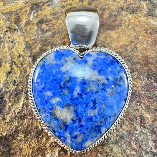 Denim Lapis Sterling Silver Pendant Heart by Artie Yellowhorse