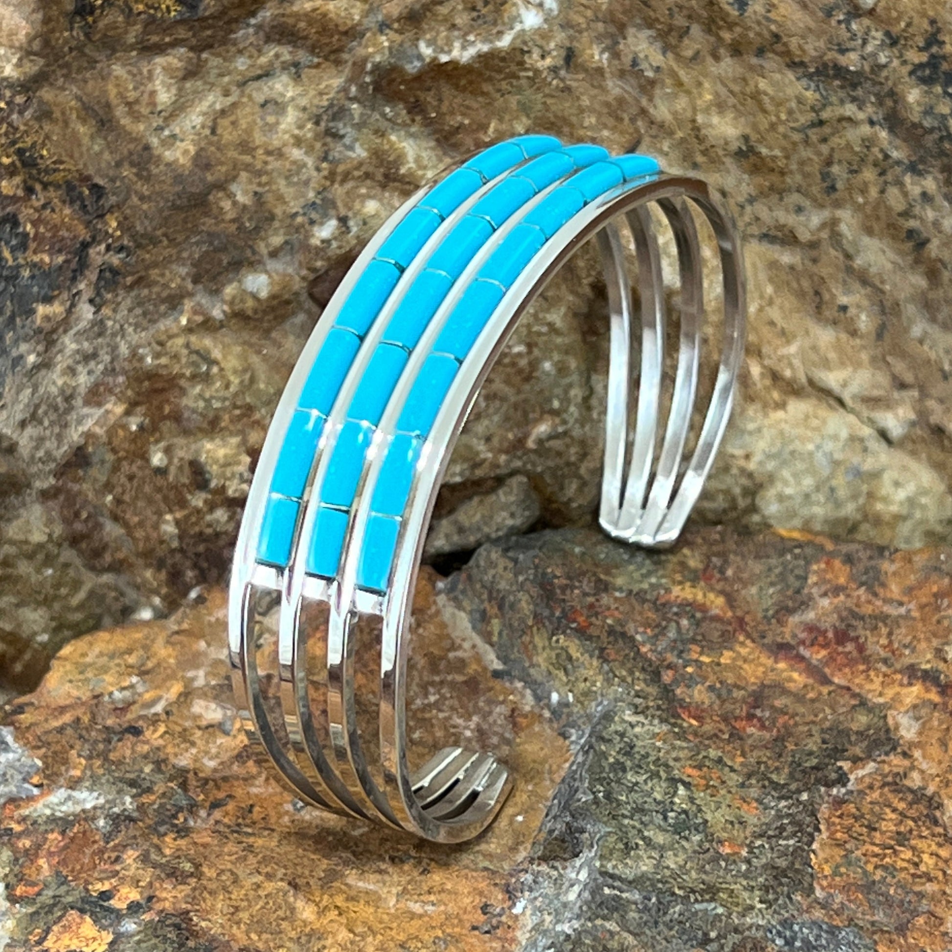 Sleeping Beauty Turquoise Sterling Silver Bracelet by Anselm Wallace