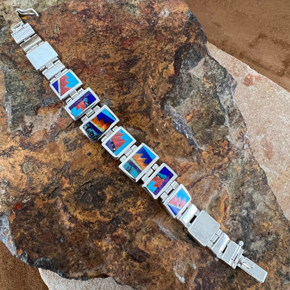 David Rosales Indian Summer Fancy Inlaid Sterling Silver Bracelet