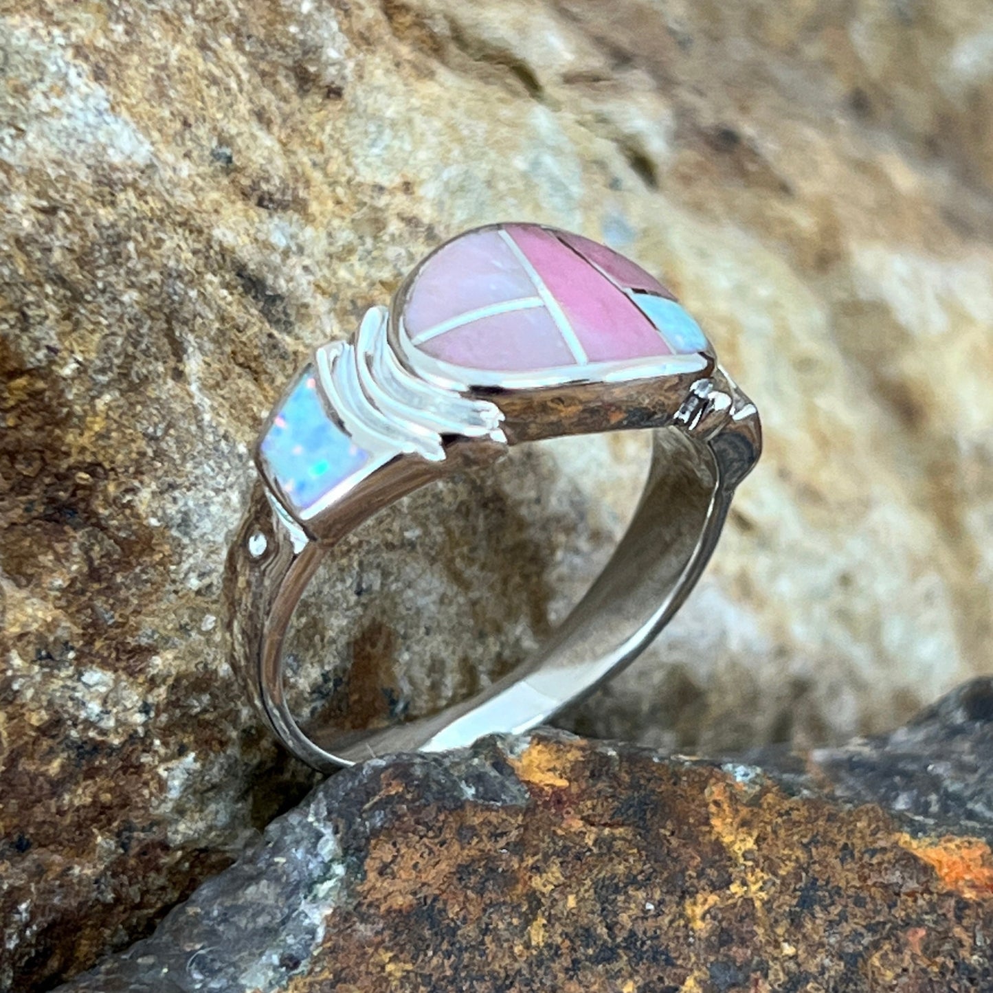 David Rosales Make Me Blush Inlaid Sterling Silver Ring