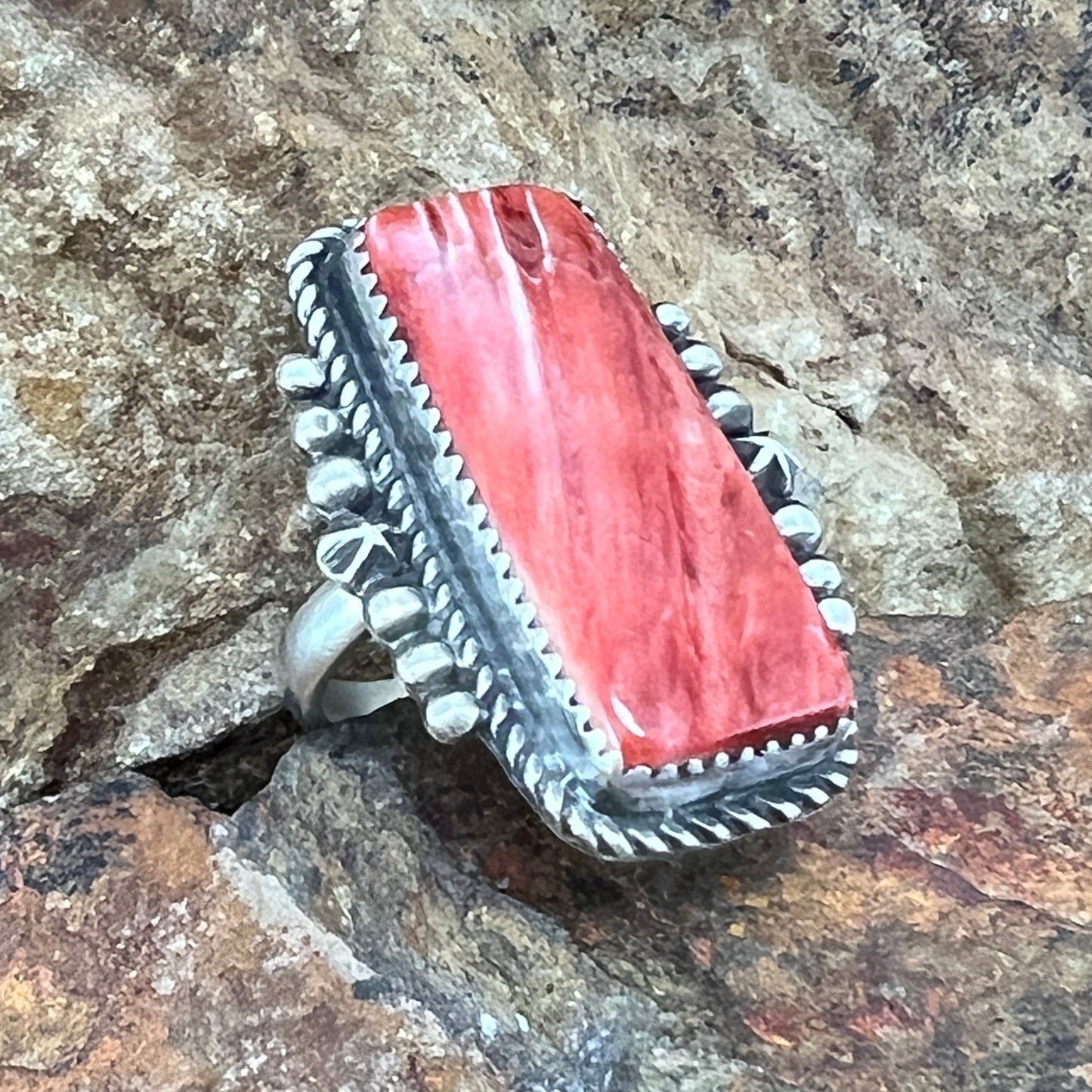 Orange Spiny Oyster Sterling Silver Earrings by Mary Tso